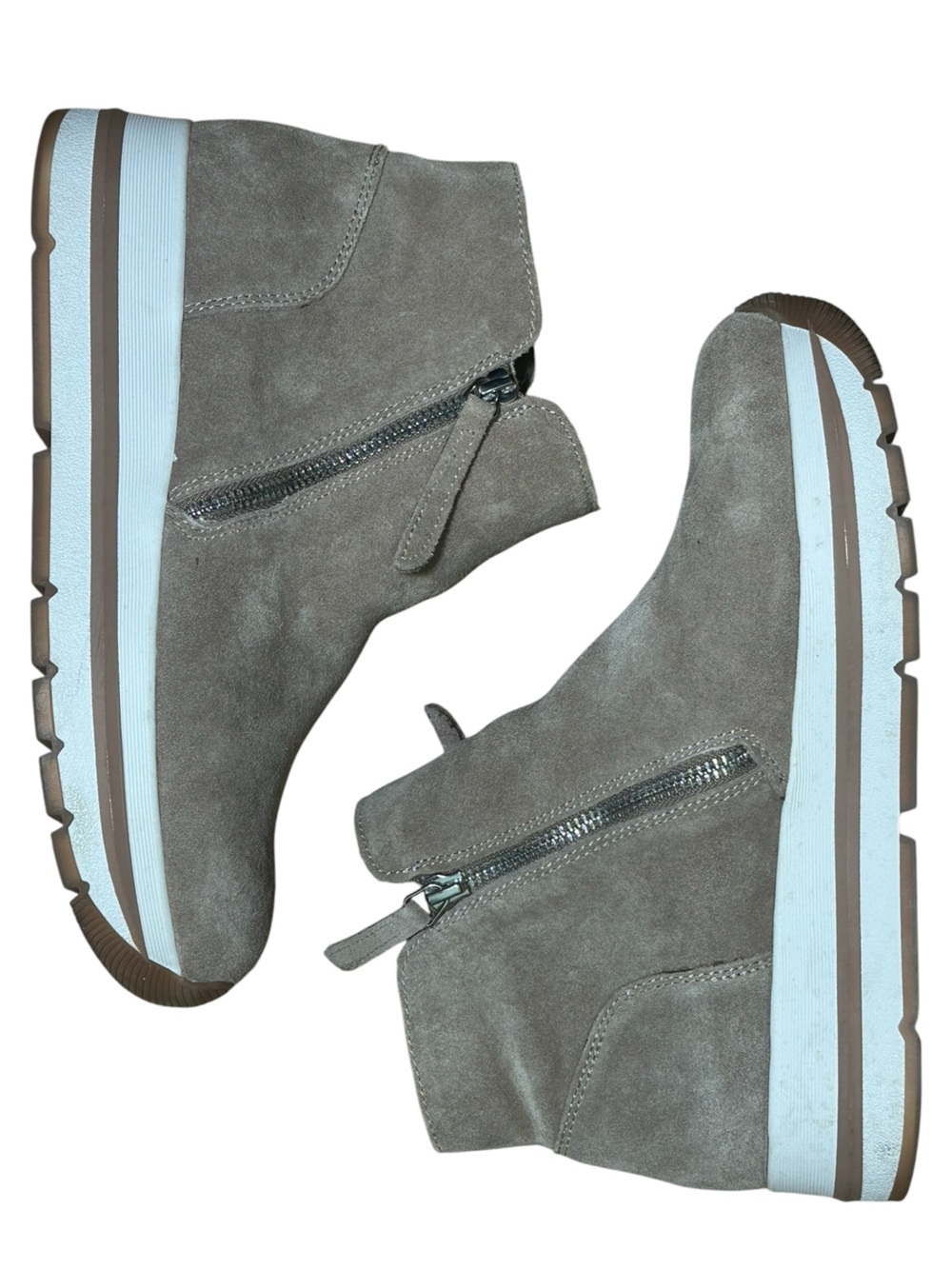 Steve Madden Glided Suede Zip Detail Wedge Sneaker Taupe 7.5